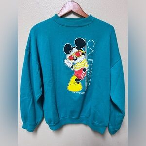 Vintage Cool Mickey Mouse California Crew Neck Sweatshirt Size XL Disney 80's